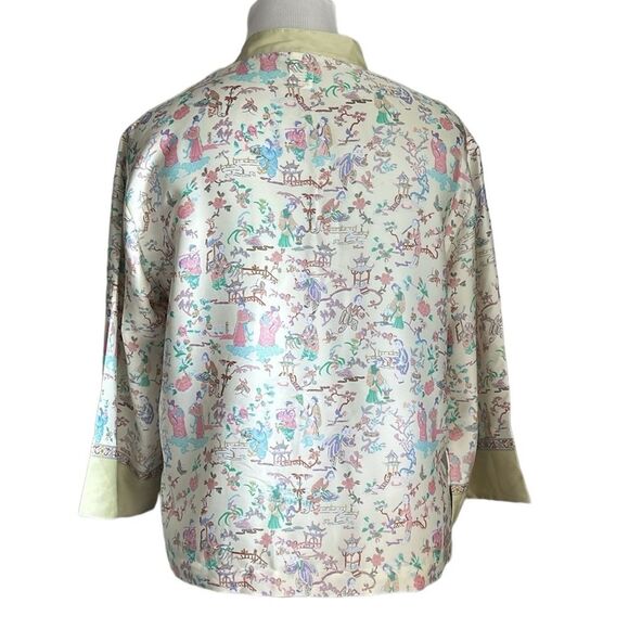 Natori Kimono Asian Motif Pajama Top Mandarin Collar Intimates Long Sleeve Small - Picture 2 of 11